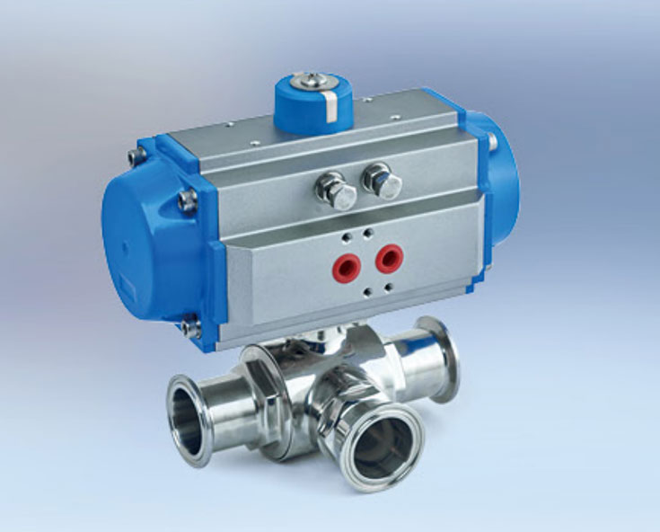 Sanitary Pneumatic Three Way Ball Valve